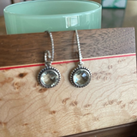 Pandora sterling and faceted crystal quartz earrings. 1 1/2”. Compose Collection - Picture 5 of 6